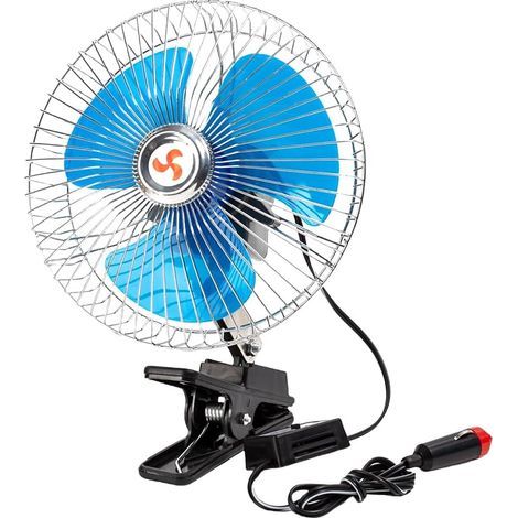 Car Fan, 2 Adjustable Speeds, Metal Clip, 12V/24V, For Truck SUV RV (1/5)