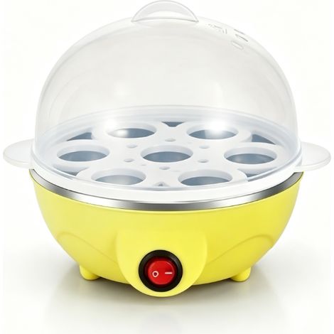 Cuociuova elettrico per 1-7 uova, funzione di mantenimento in caldo, acciaio inossidabile, 150 W, elettrodomestico da cucina compatto per una colazione perfetta (Giallo) (1/5)