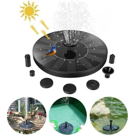 Fontaine solaire flottante d'extérieur, pompe autonome pour bain d'oiseaux de 1,4 W pour jardin et terrasse, kit de panneau solaire pour pompe à eau (1/4)
