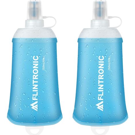 2-Pack Soft Water Bottles, 250ml/8.5oz Collapsible TPU Running Flasks, BPA-Free, Leakproof, for Running, Hiking, Cycling, Climbing (1/5)
