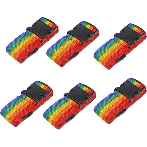 Correas ajustables para equipaje - Correas antideslizantes para equipaje - Tipo universal - Colores arcoíris (1/5)
