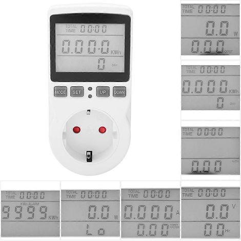 Compteur d'énergie LCD enfichable, moniteur de tension, de courant et de consommation électrique, prise de courant (200-250 V UE) (1/4)