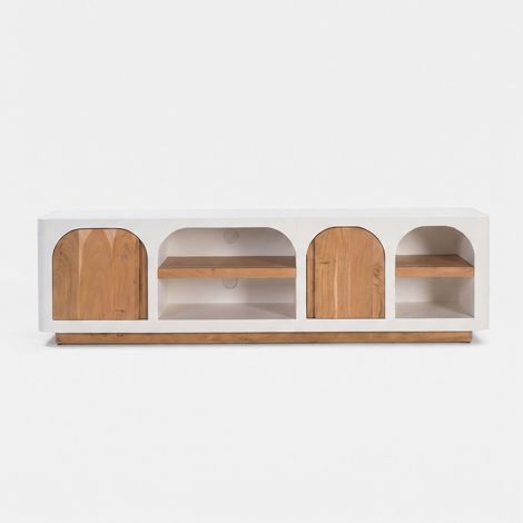 Meuble TV en plâtre blanc cassé 180 cm - Fira (1/5)