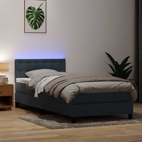 Boxspringbett mit Matratze & LED Dunkelgrau 80x210 cm Samt (1/5)