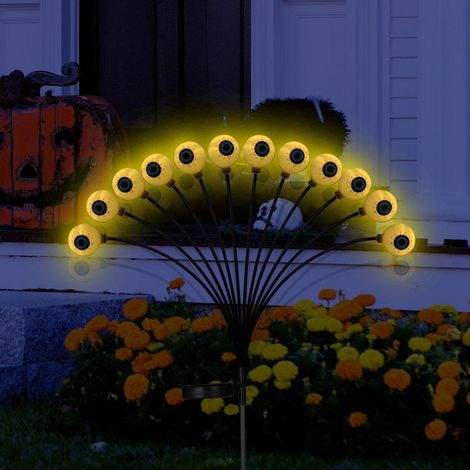 Décorations d'halloween lumières solaires effrayantes de globe oculaire extérieur lumières de luciole se balançant, lumières solaires de chemin (1/5)