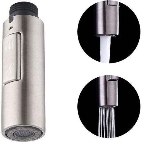 Buse de remplacement pour robinet de cuisine, tête de robinet universelle amovible G1/2, argent brossé, acier inoxydable SUS304 (1/4)