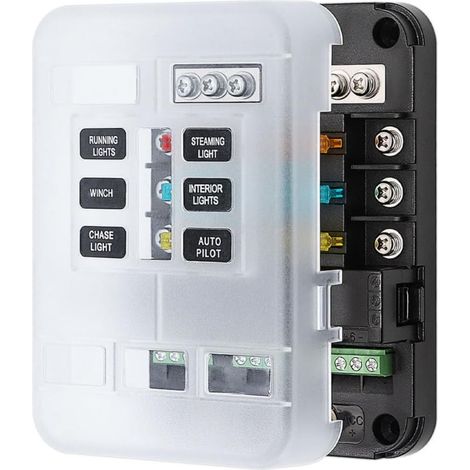 Bloc de Distribution à Fusibles Indicateurs Rouge et Bleu 10v-24v 80a Porte-fusible Étanche en Abs et Cuivre pour Bateau, Camping-Automobile (1/5)
