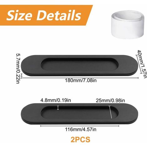 Poignées de porte coulissante ovales auto-adhésives, poignée sans perforation pour porte de grange coulissante, fenêtres(2pcs) (1/3)