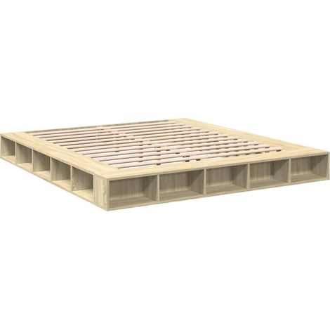 Estructura de cama madera de ingeniería roble Sonoma 200x200 cm vidaXL (1/4)