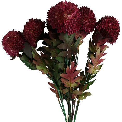Pack of 6 x 70cm Large Ball Dahlia Artificial Flower Stem Pink (1/5)