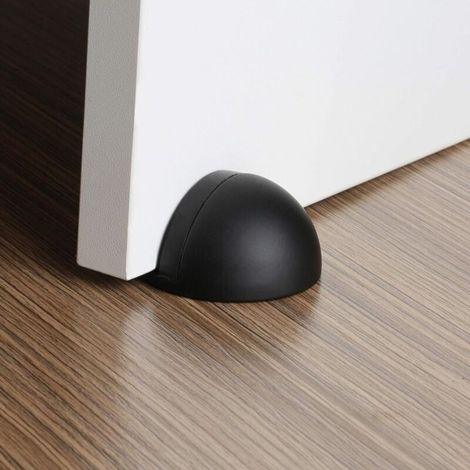 Butée de porte autocollante en acier inoxydable, ovale, demi-lune (noir, 1 pièce) (1/5)