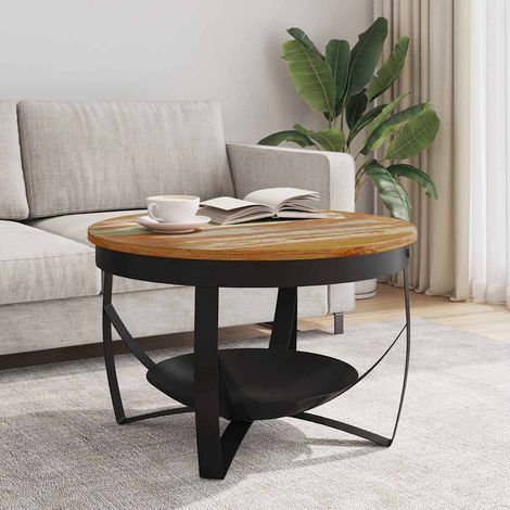 Table basse de salon, Table Café, Ø68x43 cm Bois de récupération massif OIB9754E (1/5)