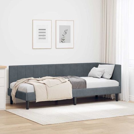 Corner Bed Frame with Headboard Dark grey 80 x 200 cm Velvet vidaXL