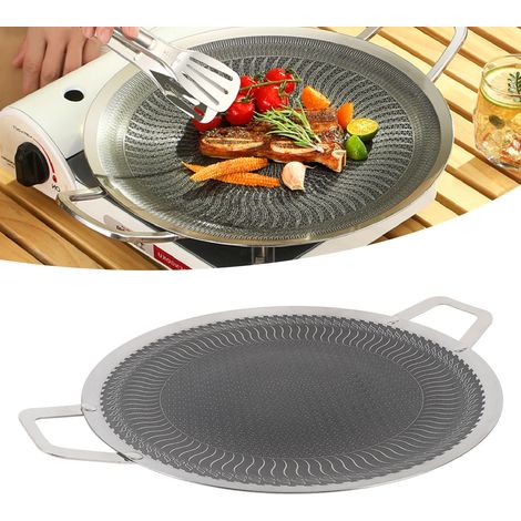 Sartén parrilla antiadherente de acero inoxidable con dos asas para filetes, tocino y verduras – 38 cm (1/5)