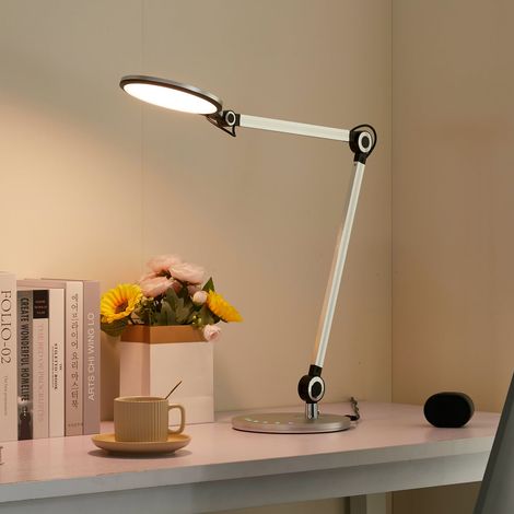 [NEUWERTIG] B-Ware Lindby LED-Tischleuchte Nyxaris silber 50 cm dimmbar höhenverstellbar CCT (1/2)