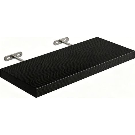 Étagère flottante murale 40 cm en MDF robuste étagère suspendue pour CD DVD avec support caché design élégant noir (1/5)