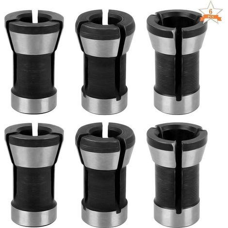 6pcs Tête De Mandrin De Collet, Adaptateur De Mandrin Accessoires Pour Perceuses Mandrin à Pince Mandrin De Fraiseuse Accessoires De Menuiserie 6mm 6.35mm 8mm (1/5)