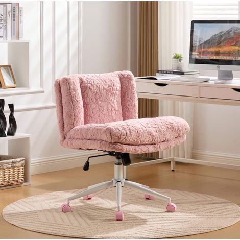 Bürostuhl drehbar höhenverstellbar Kunstfell Rosa OKMYHOME (1/5)