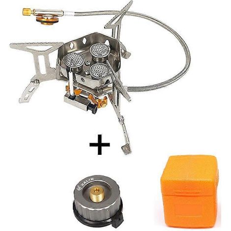 Réchaud à gaz portable d'extérieur 5800W/6800W à trois brûleurs, coupe-vent, pliable et ultraléger, idéal pour les pique-niques, le camping et les cabanes de cuisine portables. (1/5)