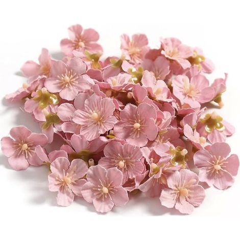 50 flores de cerezo artificiales en miniatura, de seda, de 2,5 cm de diámetro, ideales para decoraciones caseras y bodas. (1/5)