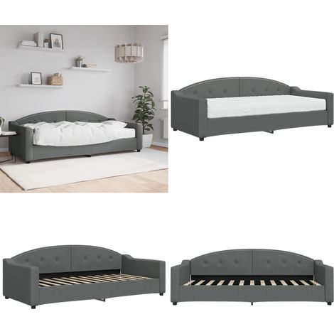 Tagesbett mit Matratze Dunkelgrau 90x200 cm Stoff - Schlafsofa - Sofa mit Matratze (1/5)