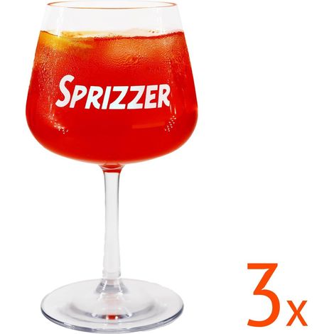SPRIZZER Set de 3 Vasos Transparentes en Tritán Material Resistente e Irrompible Diseno Adaptado para Sprizzer - Modelo SPRIZZER-3-BICCHIERI