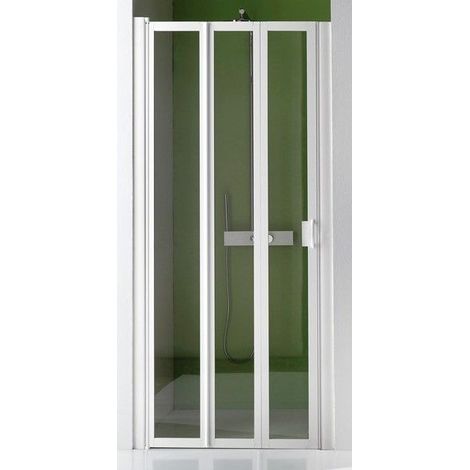 Samo - Porte de douche à trois panneaux pliants 87-91 cm profilé blanc verre transparent - Flex (1/4)