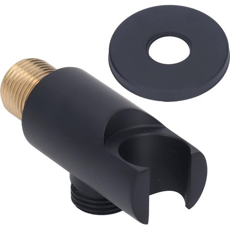 Support de pommeau de douche réglable en cuivre, pour douchette à main, finition noire ronde brossée, antirouille. (1/5)