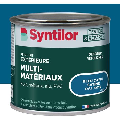 SYNTILOR Peinture exterieure bois, aluminium, pvc . SYNTILOR bleu capri satine 125ml (1/5)