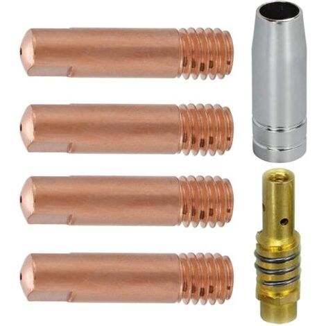 BUNTHAUS Lot de 6 Embouts de Contact MB15 15AK 0,8 mm M6 et Porte Embouts pour Torche de soudage MB15 15AK MIG (1/5)