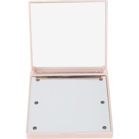 Miroir de maquillage de voyage à LED blanc, double face avec grossissement 2x, miroir de poche rose pour sac à main (1/5)