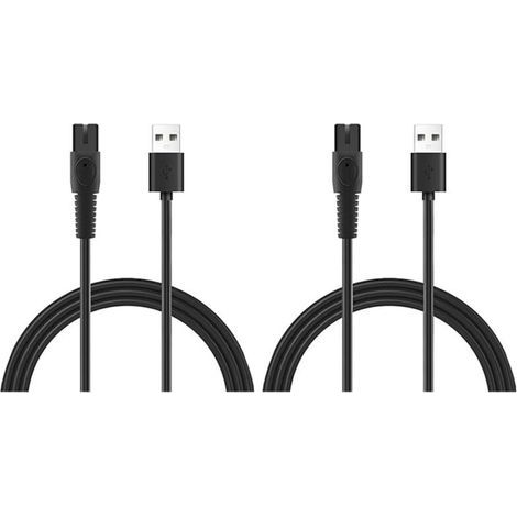 Lot de 2 Câbles Chargeur USB 5 V 1 A pour Rasoir Électrique QP2724 QP2834 QP1924 MG9520