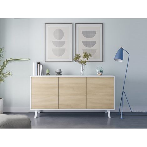 Credenza - 3 Ripiani Apertura Push Pull, Bianco, -, 154x41x75h cm Pergamino (1/4)