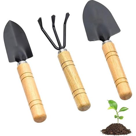 3 pcs ensemble Mini-Outils De Jardinage,Comprend Une Bêche, Un Râteau À Griffes Et Une Pelle pour La Plantation Et L'entretien – Idéal pour Les Pots De Fleurs Et Les Plantes D'intérieur (1/5)