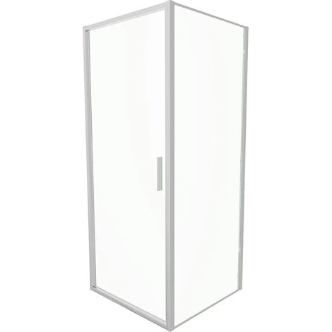 Cabine de douche Slim 80x100cm avec porte battante et paroi fixe Profils chromés et verre transparent 6mm h190 Mod. Portofino
