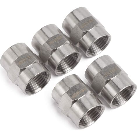 Barre Production 1/2-Pouce Femelle BSPP Couplage Raccord en Acier Inoxydable 316 de Tuyau Pétrole Eau (Paquet de 5) (1/4)