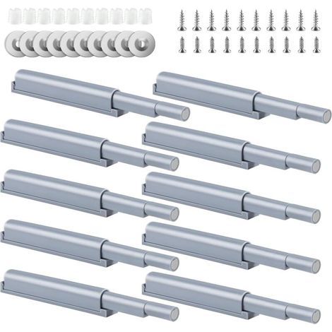 10pcs Amortisseurs de porte d'armoire à pousser gris Système d'ouverture à pousser avec amortisseur Amortisseur de porte de cuisine Armoire de placard pour fermeture amortie (1/5)