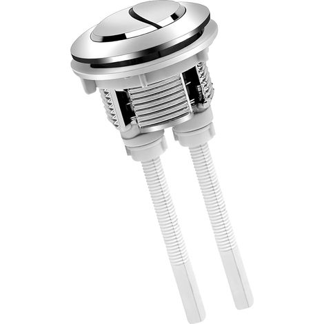 Bouton de Remplacement Chasse d'Eau WC, Double Commande Universelle, Kit Diamètre 3,7-4,4cm, Design Robuste en Argent (1/5)