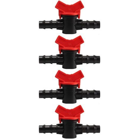 4PCS Valve à boisseau sphérique, 12 mm, Barbelée, POM, Pour irrigation goutte à goutte (1/5)