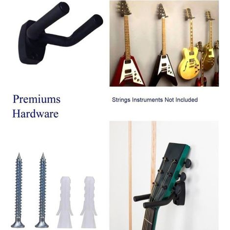 Lot de 6 supports muraux pour guitare et ukulélé, crochets souples, fixation simple et rapide, adaptés pour instruments à cordes (1/5)