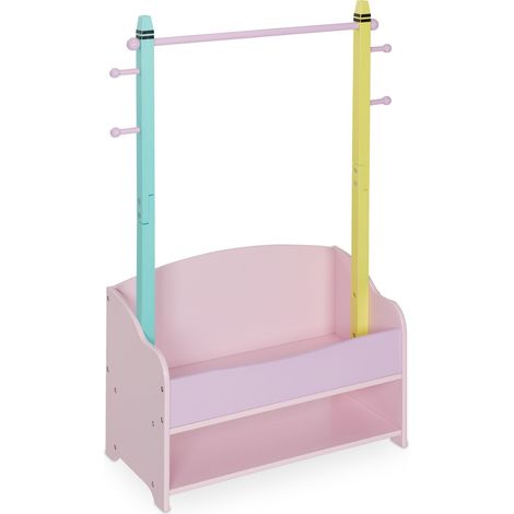 Práctico armario infantil con almacenamiento de barra y estantes 90 x 40 x 120 cm de madera multicolor 130011085 (1/4)