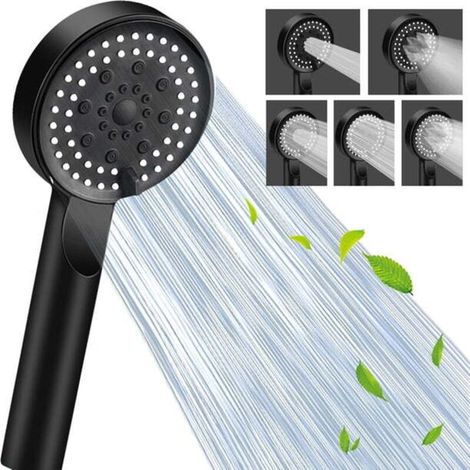 Pommeau de douche, pommeau de douche haute pression à 5 réglages avec poche, économie d'eau, anti-fuite et réglable (1/5)