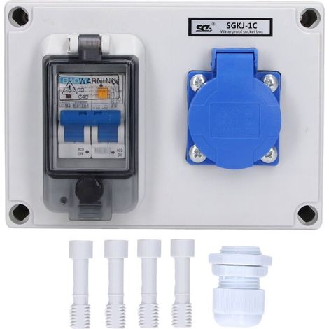 Prise murale standard allemande 230 V 40 A 1P+N RCD – Plastique ABS résistant aux chocs – Couvercle à charnière automatique (1/5)