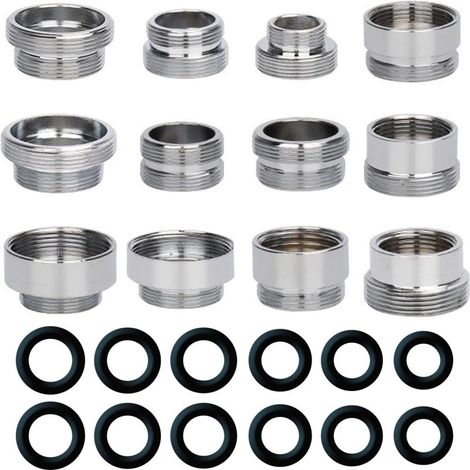 Kit d'adaptateurs de robinet 12 pièces – Argenté – 16-24mm – Pour tuyau d'arrosage et purificateur d'eau (1/5)
