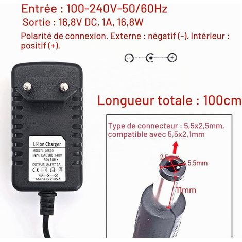 DC Replacement Adapter for Lithium-Ion Battery Power Supply Charging Socket (1/3)