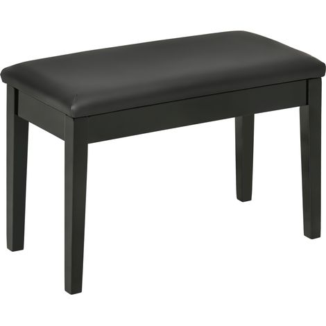 Banco para piano con compartimento y cojín de polipiel negra 75x35x49 cm MODENUIT (1/5)