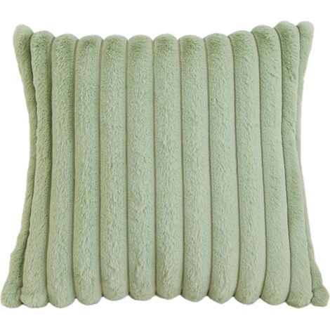 Coussin Décoratif - Velours Côtelé Vert - 45 x 45 cm - Avec Rembourrage Intégré - Pour Canapé Chambre Salon - Lot Complet ×1 (1/5)
