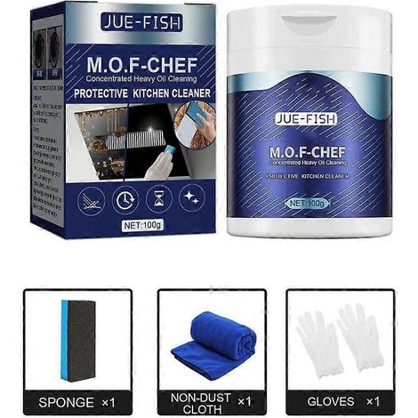 Poudre de Nettoyage Cuisine Concentrée pour Graisses Tenaces avec Gants (1/3)