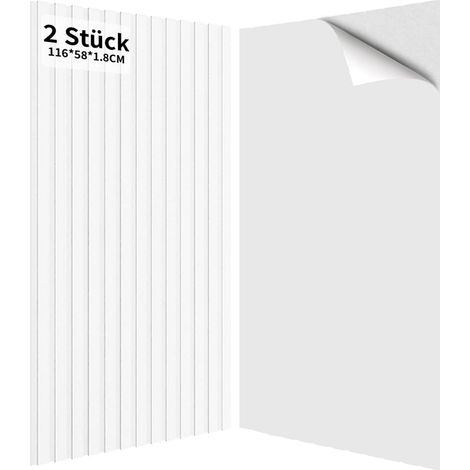 Grands 1,35㎡ Panneaux Acoustiques Autocollants 2 Pièces Blanc Panneaux Muraux Isolants Revêtement Mural Acoustique Décoration Murale pour Studio Bureau, 116x58x1,8cm (1/5)