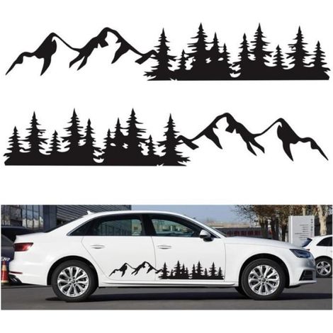 1 Paire Autocollant vinyle, motif forêt montagne, décoration latérale, universel SUV camion (1/5)
